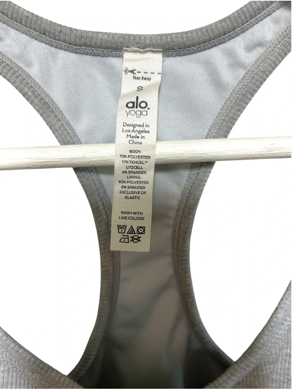 Alo Yoga S Icon Ribbed Henley Bra button detail elastic logo band cotton blend